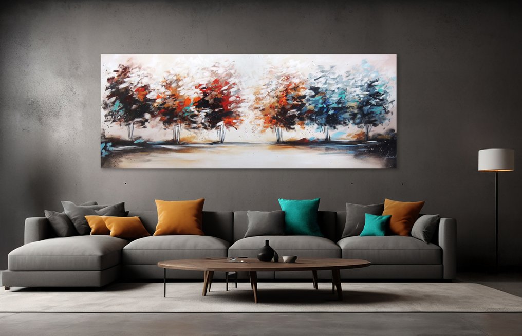 Monika Spiewak - Trees - XXL - Oil Painting Stretched On The Frame - Ready To Hang - 1/1 Unique Piece #1.0