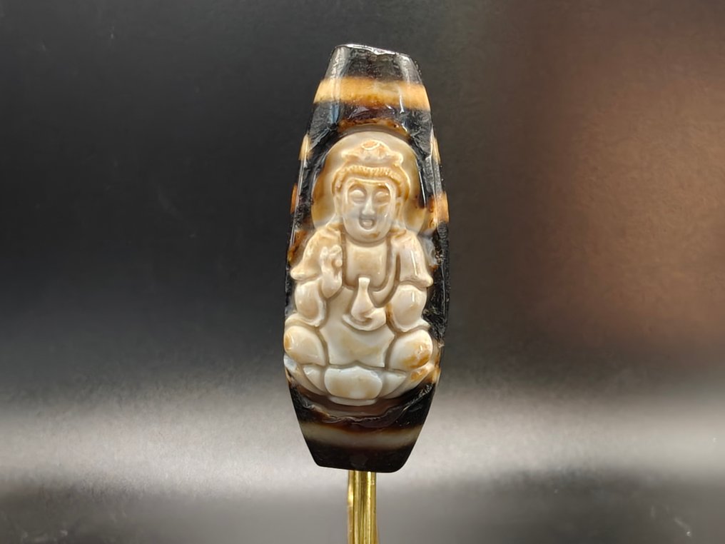 非常古老的观音与藏族一眼天珠 - 高度: 52.7 mm - 闊度: 21.06 mm- 21.54 g #1.0