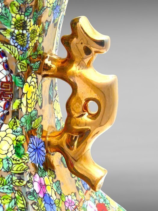 Vas - Bröllopsparad i kinesisk stil handmålad med 24k gulddetaljer - Porcellana emaljerad #1.0