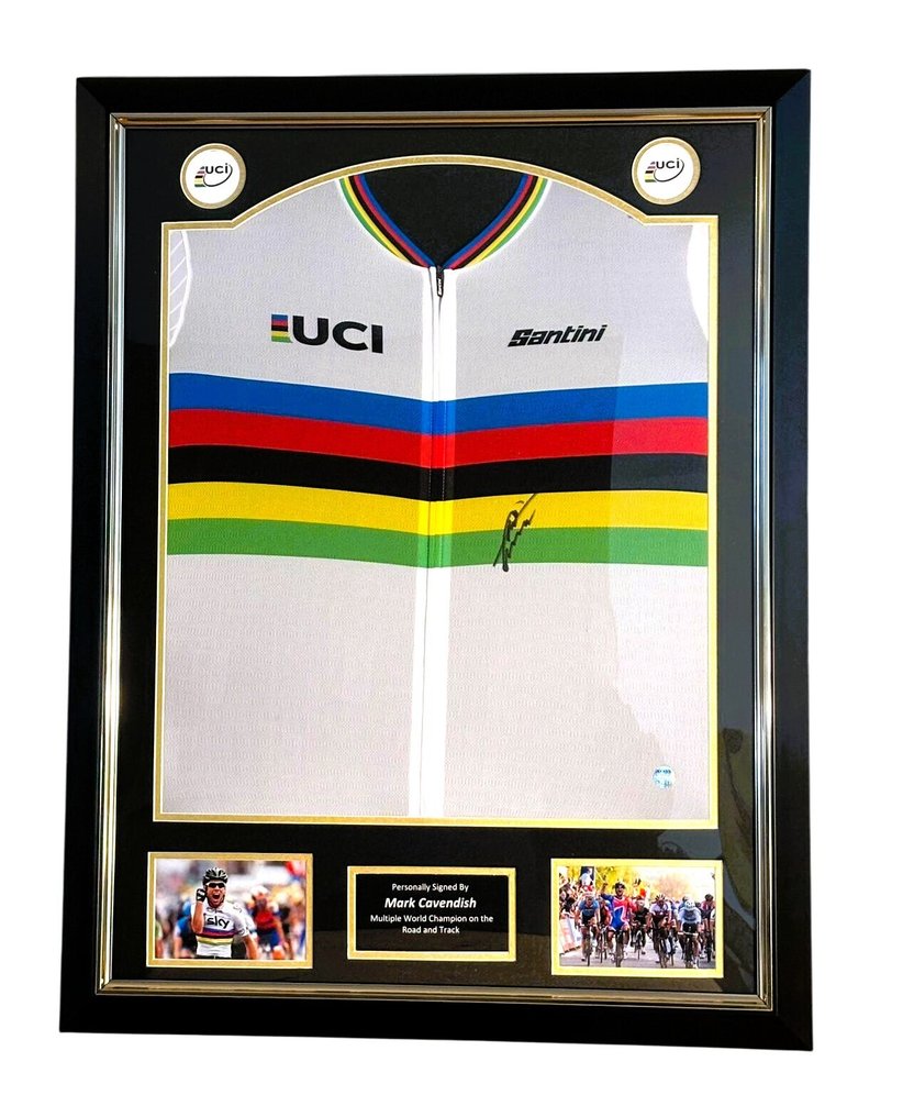 Γύρος της Γαλλίας - Mark Cavendish Signed Official World Champion Jersey. Superior Frame - Φανέλα ποδηλασίας  #1.0