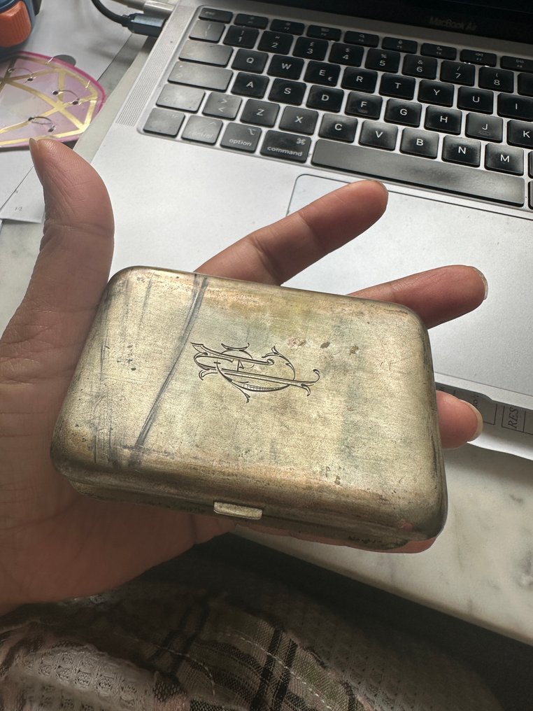 Astuccio per sigarette - Argento, Placcato oro - sigaretta in smalto guilloché #3.2