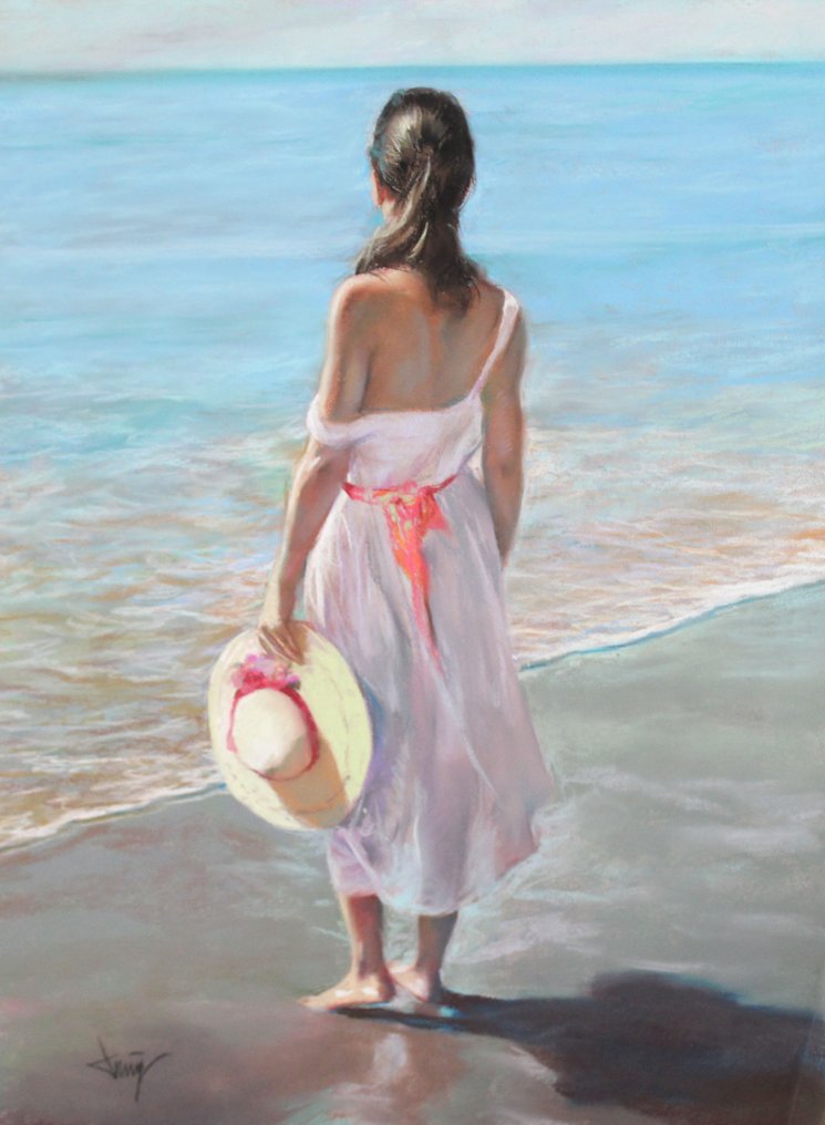 Domingo Alvarez Gomez (1942) - Joven en la orilla de la playa #1.0