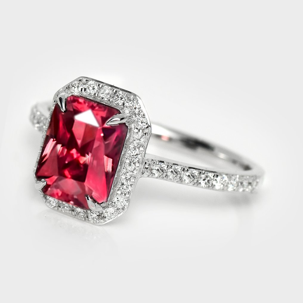 χωρίς τιμή ασφαλείας - Δαχτυλίδι αρραβώνων - 14 καράτια Λευκός χρυσός, HRD 3,22 καράτια, χωρίς θερμική επεξεργασία, έντονο καστανό-κόκκινο. -  3.57ct. tw. Ζιρκόν - Διαμάντι #2.1