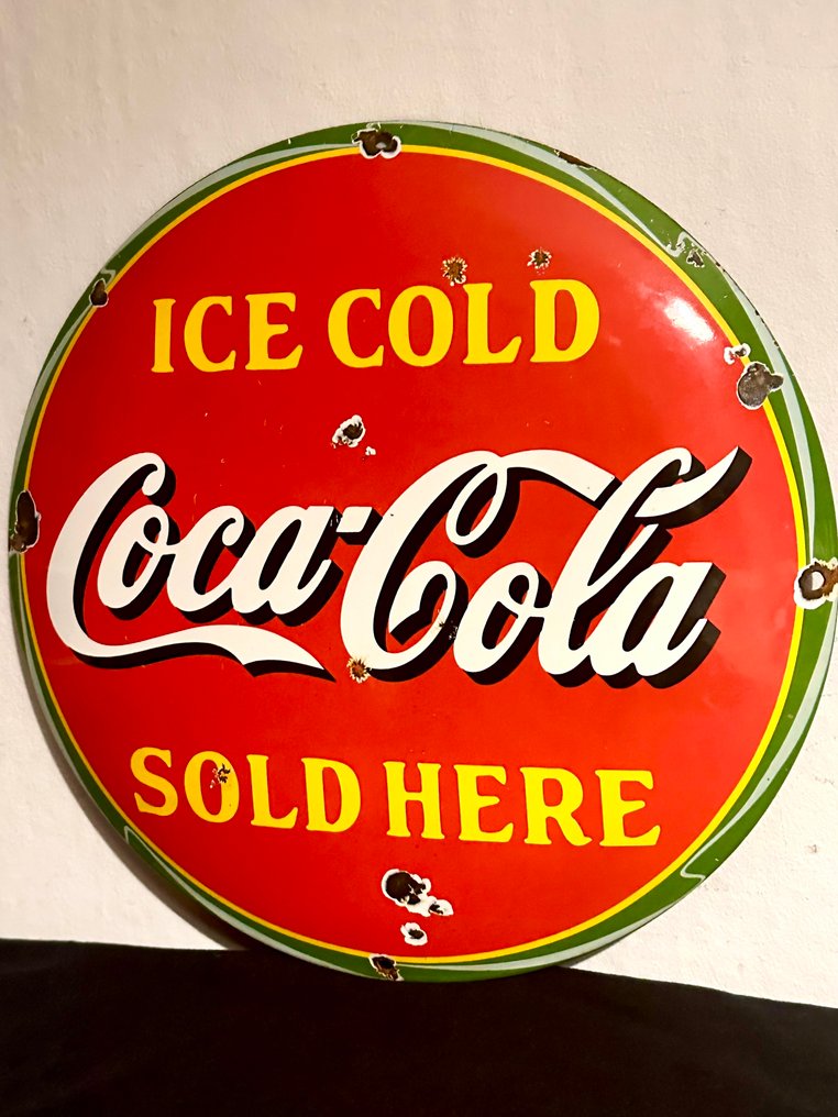No reserve- Vrij groot Coca Cola emaille reclamebord - Emalikyltti - Metalli #2.1