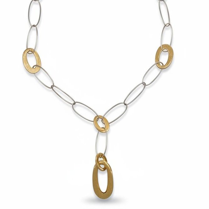 頸鏈 - 18 克拉 黃金, 白金 #1.0