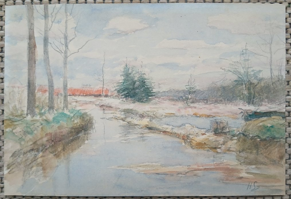Henri Seghers (1848-1919) - Rivierlandschap in Vlaanderen #2.1