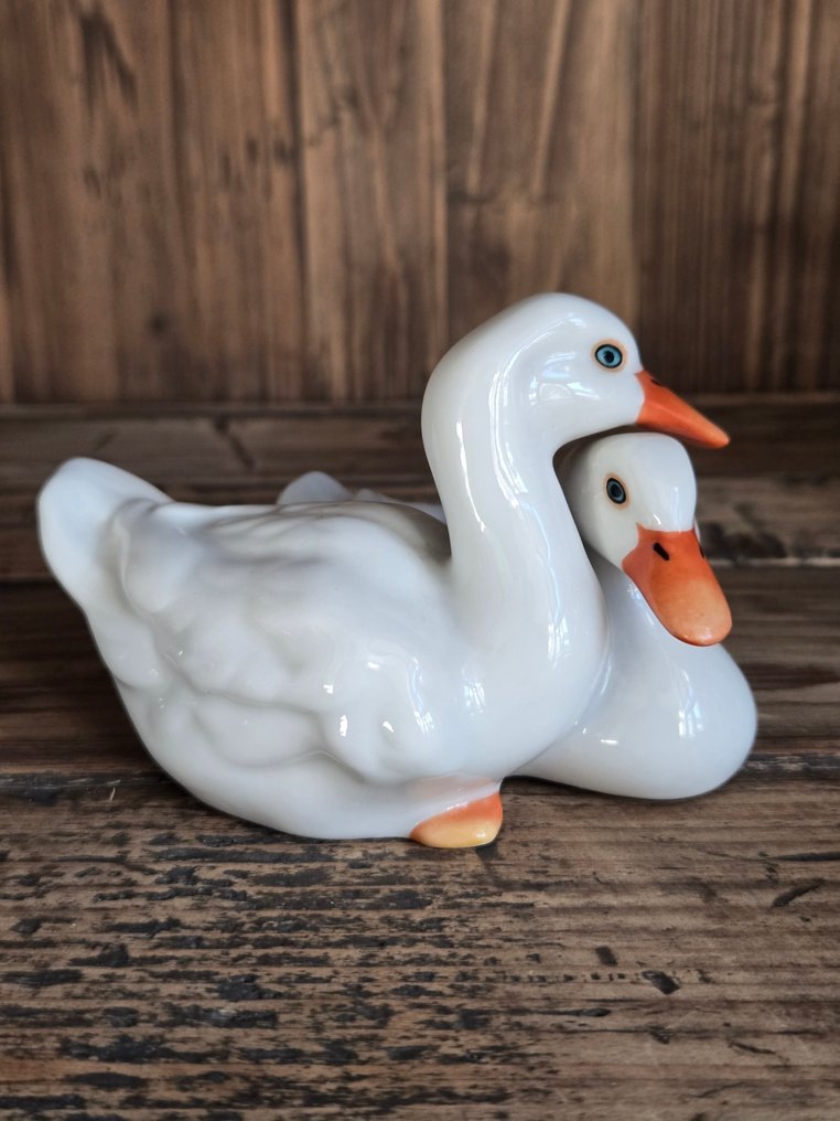 Herend - Statue, White Ducks - 70 mm - Porcelain #2.1