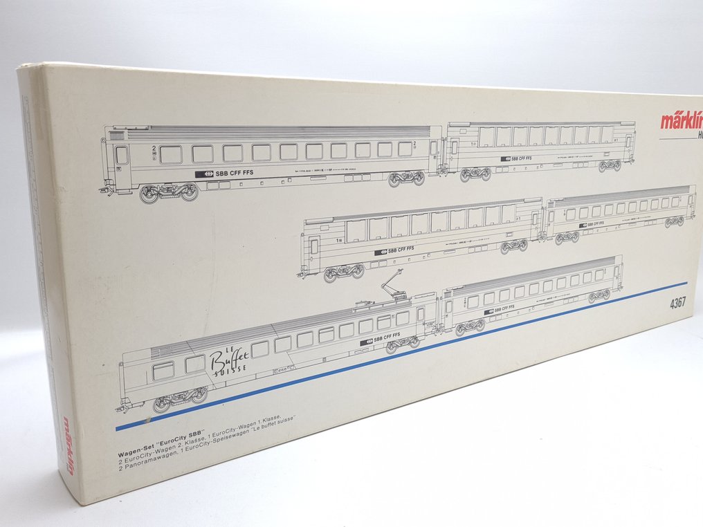 Märklin H0 - 4367 - Set Machetă tren transport călători (1) - 6-vehicule de tren rapid EuroCity - SBB-CFF-FFS #1.0