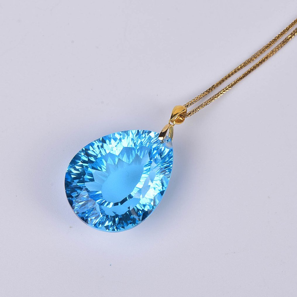 χωρίς τιμή ασφαλείας - Κολιέ με μενταγιόν - 18 καράτια Κίτρινο χρυσό Τοπάζιο - ALGT Πιστοποιημένο #1.0