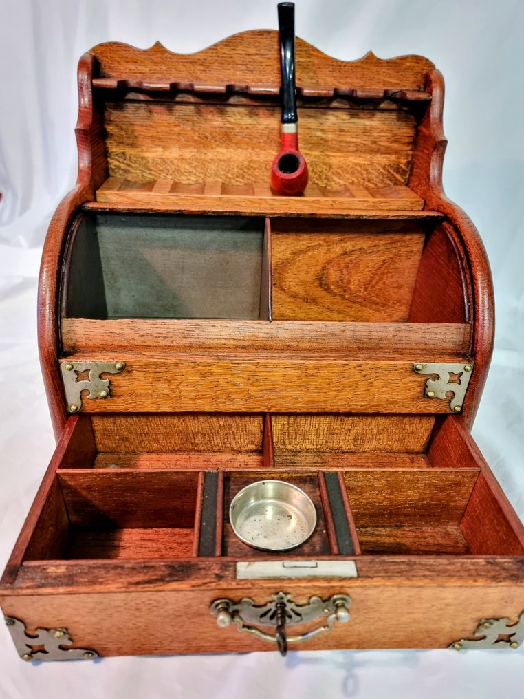 雕花的烟斗架 - 橡木, 黄铜, 金属 - 精炼的烟斗螺旋 #2.1