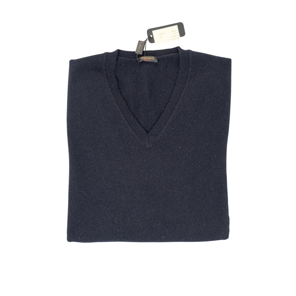 RUBINACCI NAPOLI RRP 750€ Blue Navy Sweater V-Neck 100% Cashmere - 48 IT - 套头衫 - 带标签的新品 #1.0
