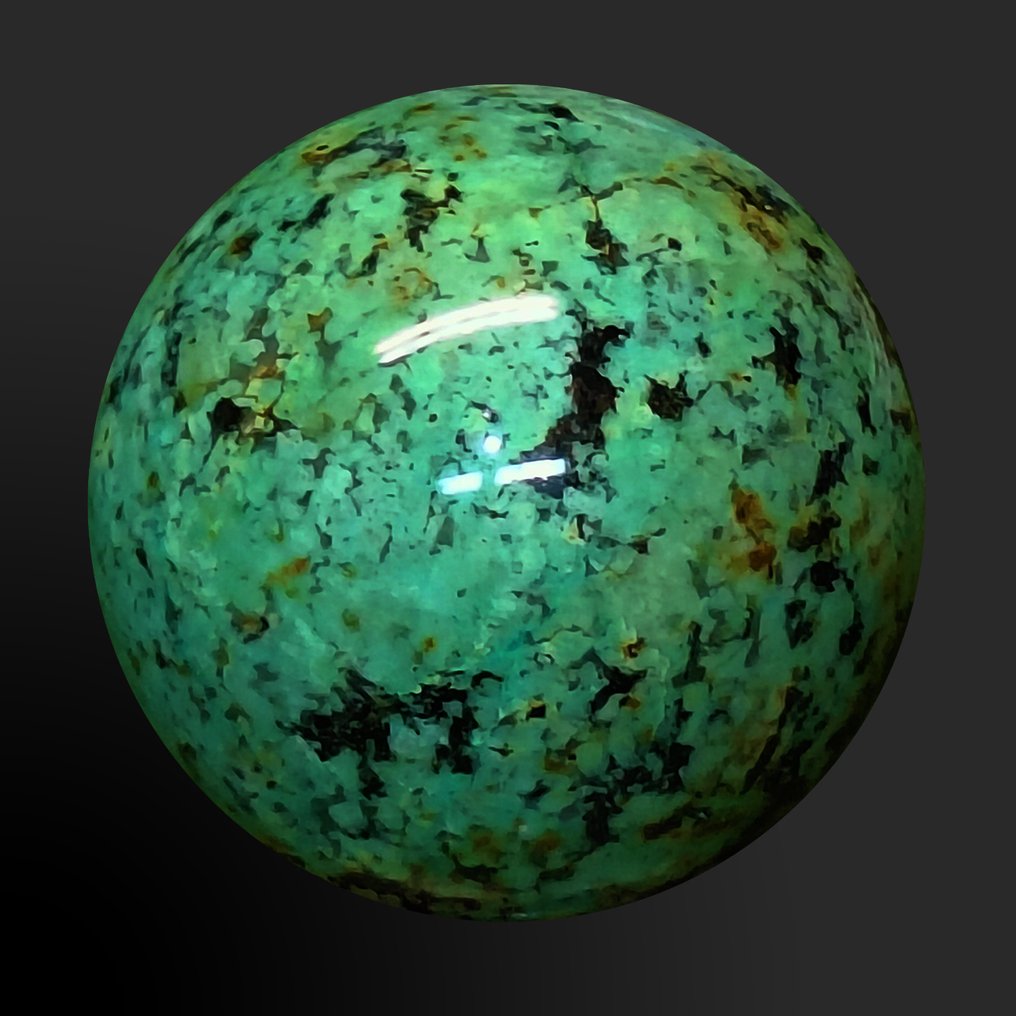 Εξαιρετική φυσική σφαίρα από τιρκουάζ. Πολύτιμος λίθος σκαλισμένος από το Νεπάλ. - Ύψος: 60 mm - Πλάτος: 60 mm- 293 g #1.0