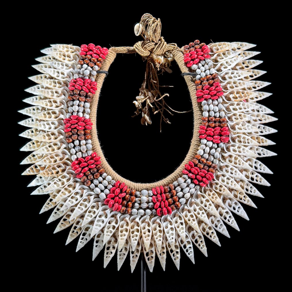 Ornament decorativ - NO RESERVE PRICE - SN4 - Decorative Shell Necklace on a custom stand - Papua Noua Guinee #3.2