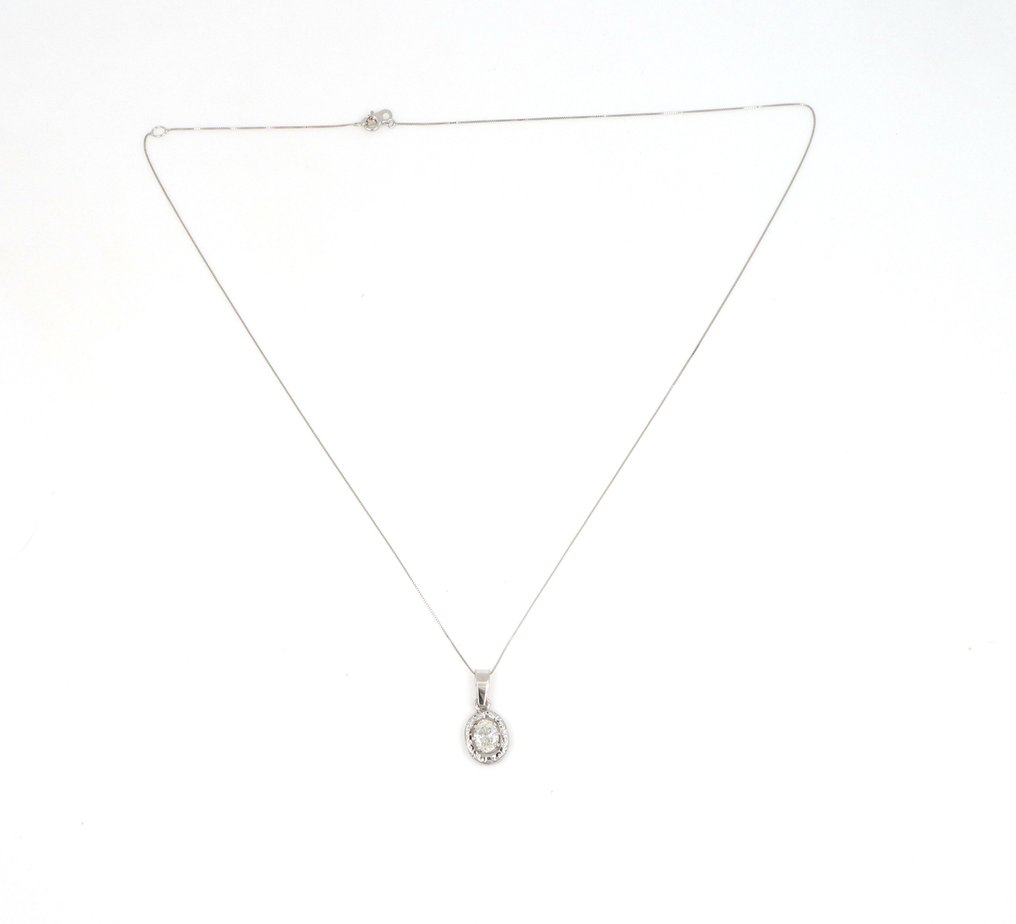χωρίς τιμή ασφαλείας - Κολιέ με μενταγιόν - 18 καράτια Λευκός χρυσός -  0.50ct. tw. Διαμάντι (Φυσικό)  #2.1
