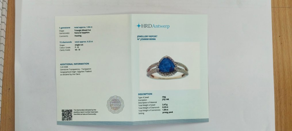 Sans prix de réserve - Bague - 14 carats Or jaune - 2.06ct. tw. Saphir - Diamant #4.3