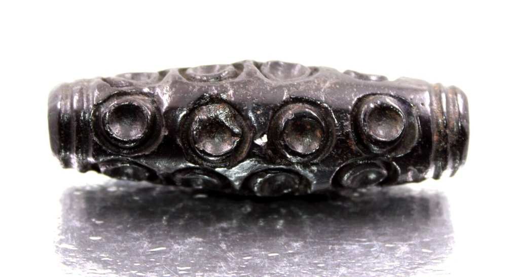 Αρχαίο Βουδιστικό ιερό Θιβετιανό μαγνητικό λίθο DZI με 20 μάτια - Φυλαχτό προστασίας. Μετεωρίτης πέτρας-σιδήρου- 52.2 g #4.3