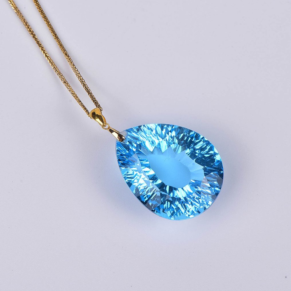 χωρίς τιμή ασφαλείας - Κολιέ με μενταγιόν - 18 καράτια Κίτρινο χρυσό Τοπάζιο - ALGT Πιστοποιημένο #3.2