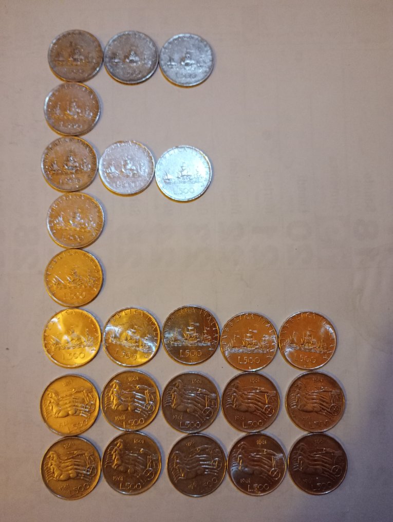 Italy, Republic 500 Lire argento (24 monete) (No reserve price) #1.0