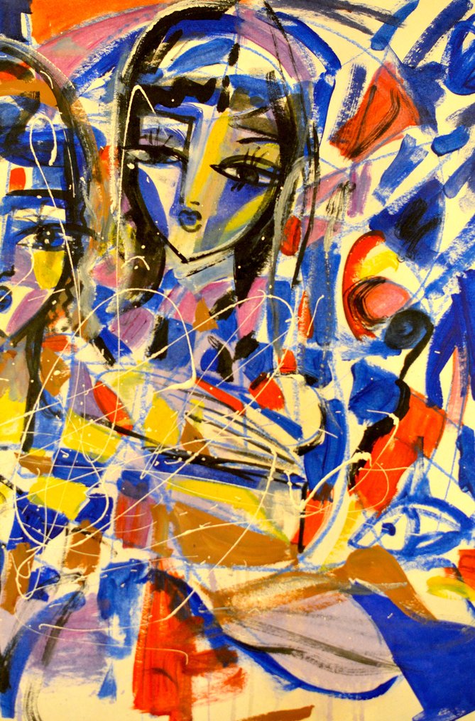 Hrasarkos (1975) - Deux Portrait-Peinture Acrylique Œuvre d'art Moderne #2.1