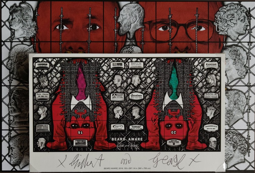 Gilbert (1943) and George (1942) - Beard Aware- ArtCard, handsigned #3.2