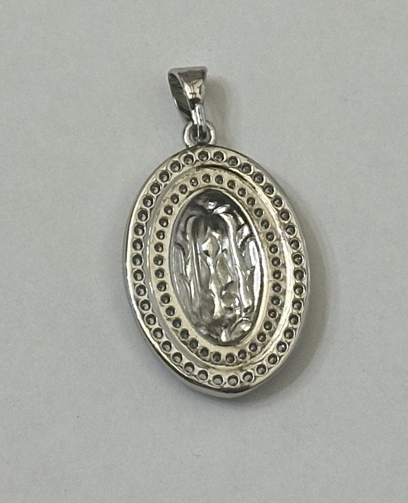 Crisral Murano, (12 mm) con 'Vierge Marie'. Alta qualità AAA. Purezza divina del santo. - Collana con ciondolo - Con chiusura in argento 925 #4.3