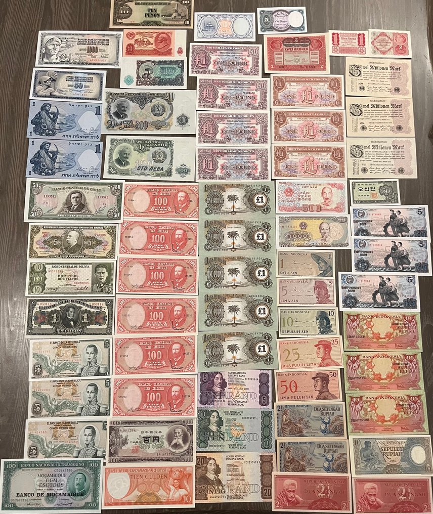 Mundo. - 67 banknotes - various dates (Sem preço de reserva) #1.0