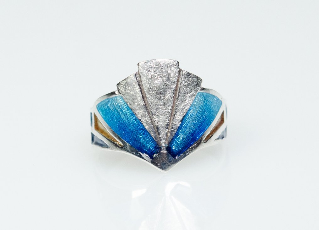 Art Deco - 925 ασημένιο - Emaille - Δαχτυλίδι #2.1
