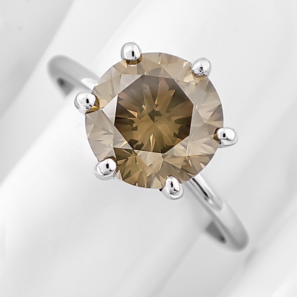 χωρίς τιμή ασφαλείας - Δαχτυλίδι - 14 καράτια Λευκός χρυσός - 2.51ct. tw. Διαμάντι (Φυσικού χρώματος) - Πιστοποιητικό IGI #2.1