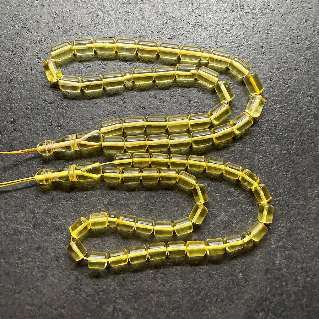 2x Tesbih misbaha rosario de oración con cuentas de piedra completas - Ámbar - Natural Baltic amber - succinite #1.0