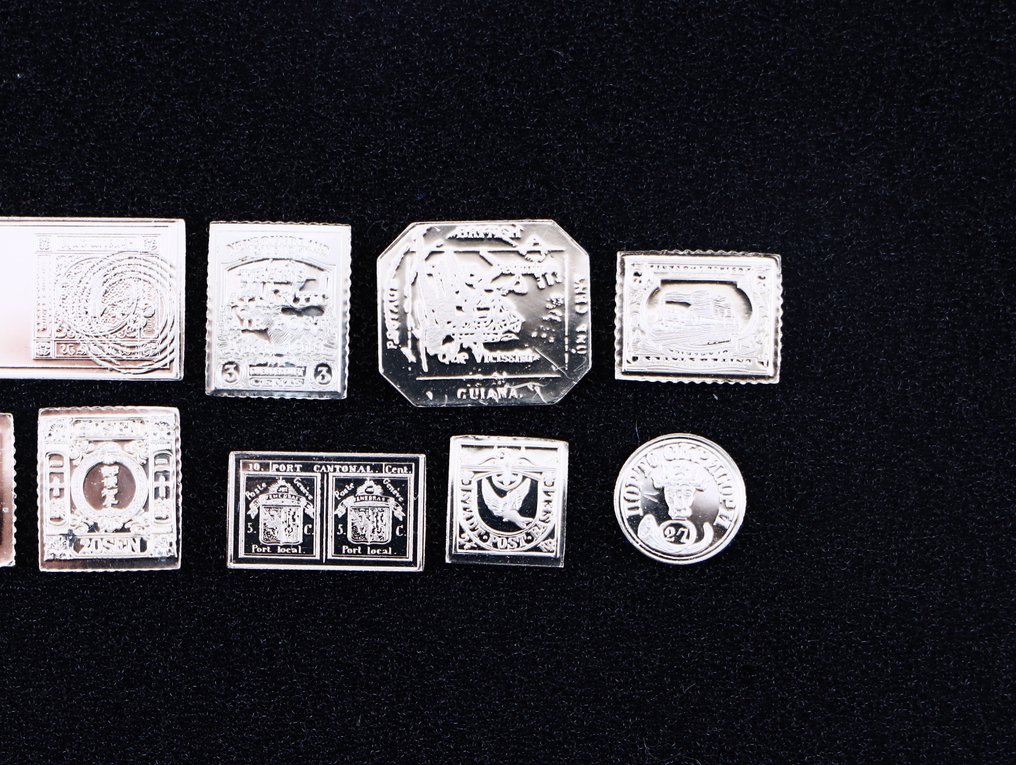 Świat - Najwspanialsze 100 znaczków świata. (10 zegels w sterling silver) #3.2