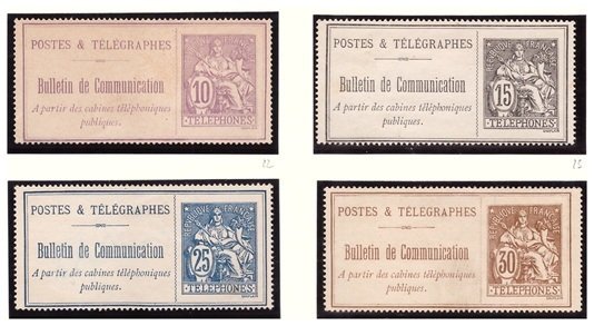 Γαλλία 1900 - Σπάνια συλλογή από 7 καινούργια γραμματόσημα τηλεφώνου από το 1900-06. - Yvert n°22 au n°27 & n°29 // Cote Yvert + 780 € , Voir photos & déscriptif. #1.0