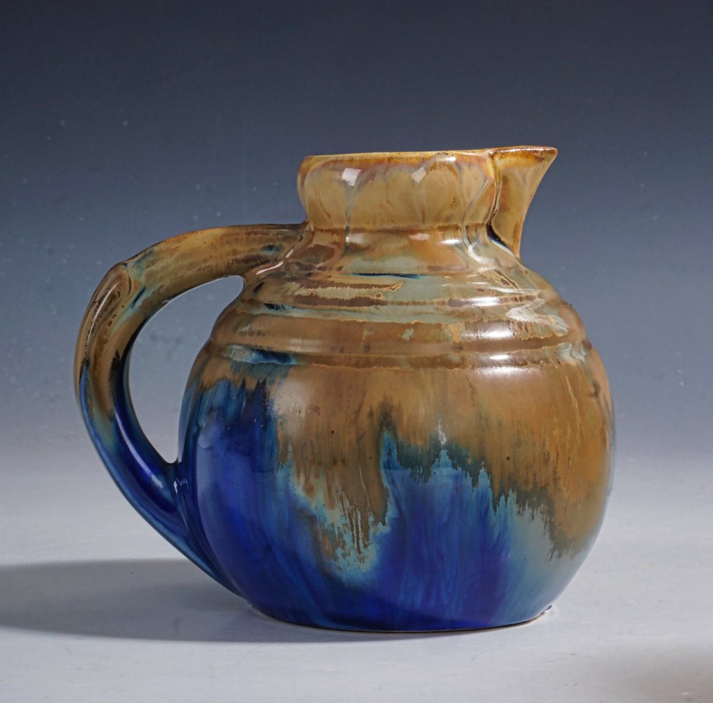 Gilbert Méténier (Français, 1876-1957) - Vaas - Glazuur met koperoxide-effecten en diep kobaltblauw • circa 1922–1928, gesigneerd • Nice - keramiek #3.2