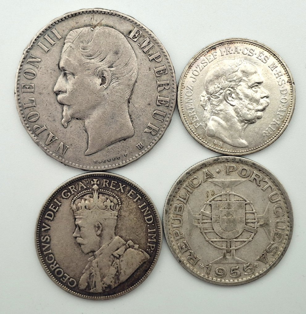 Κόσμος. Lot de 4 monnaies en argent, 1856/1955 (χωρίς τιμή ασφαλείας) #1.0