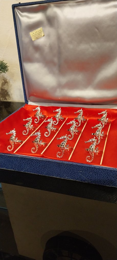 Δαχτυλίδι πετσέτας (12) - Ιππόκαμποι - ασημένιο μέταλλο #2.1