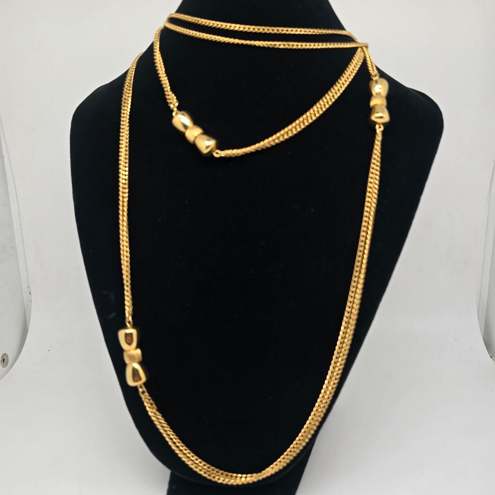 Monet - 珍柏金風格精緻的「節慶蝴蝶結」超長款 - 頸鏈 - 1970年代时尚复古 #1.0