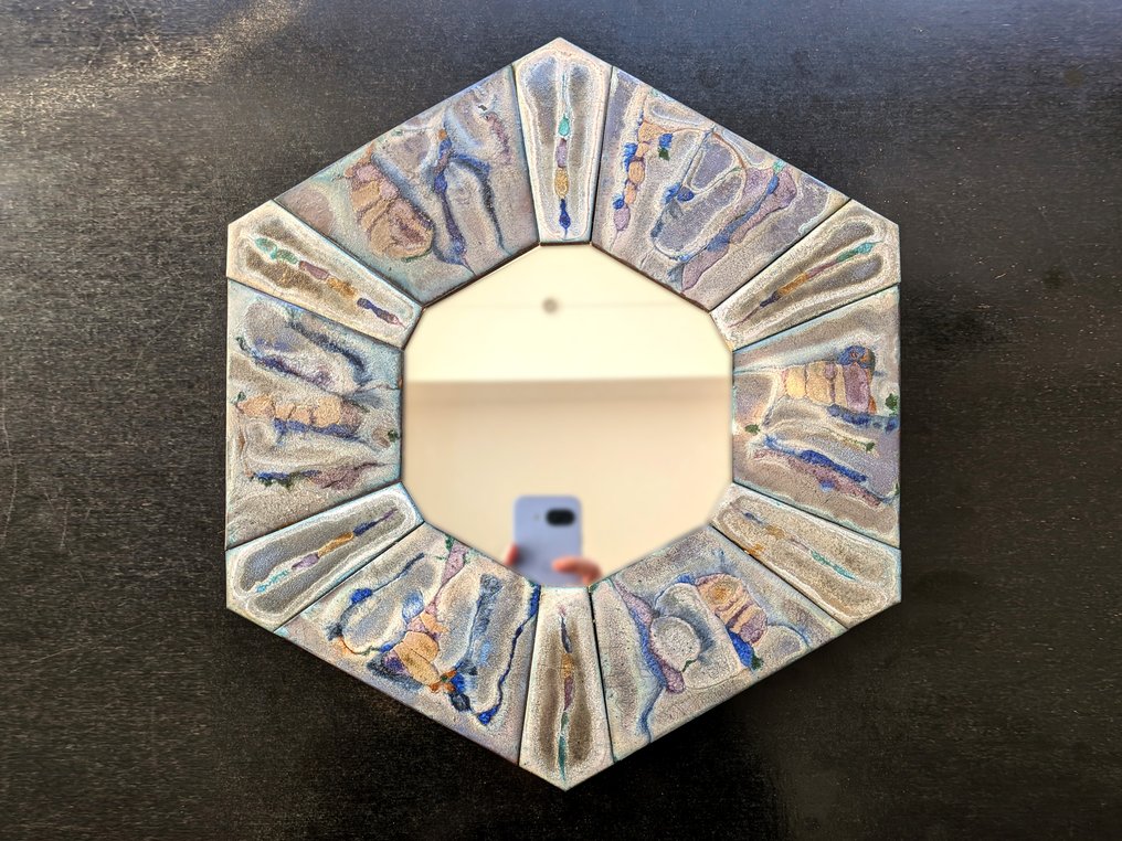 Miroir mural - Miroir hexagonal décoratif (plaques de cuivre émaillées) - Miroir hexagonal #1.0