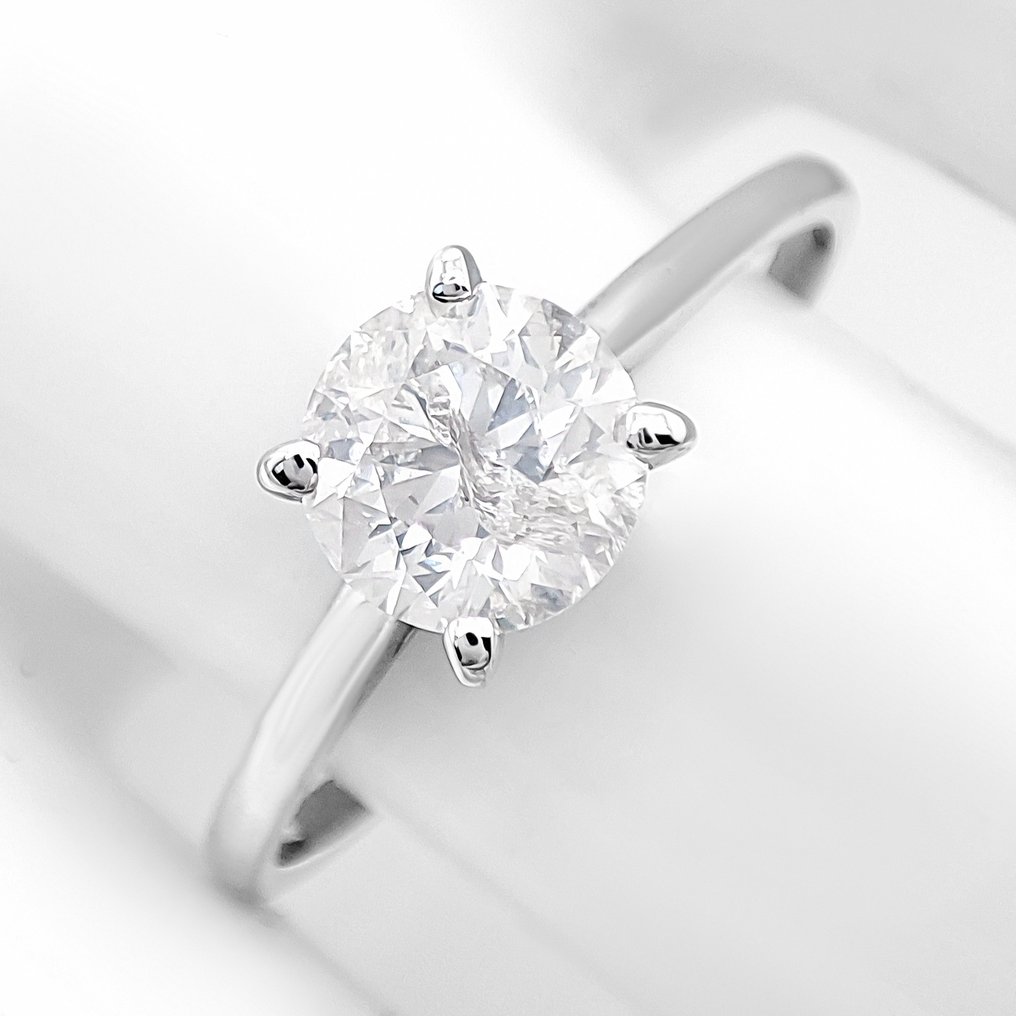 没有保留价 - 戒指 - 14K包金 白金 - 0.96ct. tw. 钻石 (天然) - IGI 证书 #2.1