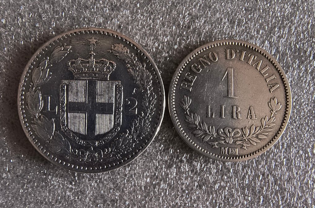 Olaszország, Királyság Umberto I. 2 Lire 1881/1Lira 1863 (Nincs minimálár) #1.0
