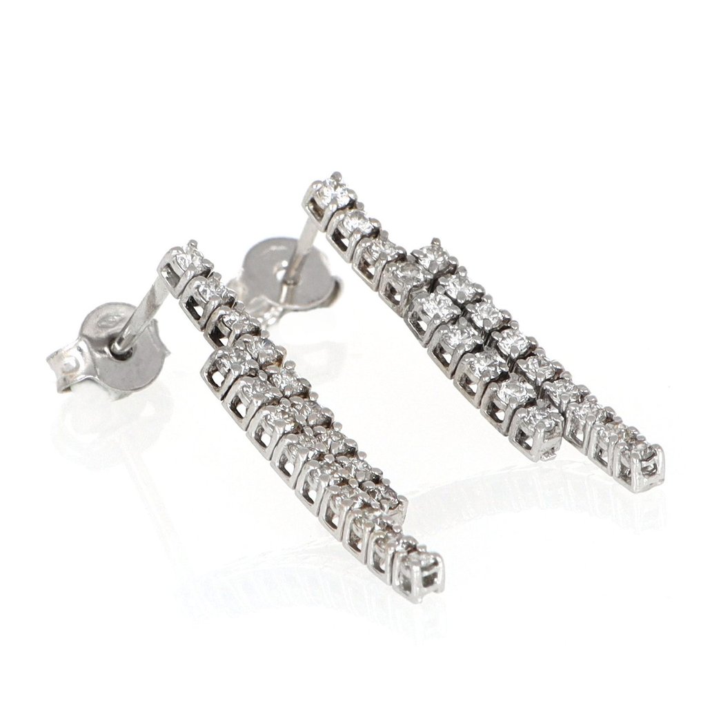 χωρίς τιμή ασφαλείας - Σκουλαρίκια - 18 καράτια Λευκός χρυσός Διαμάντι (Φυσικό) #2.1