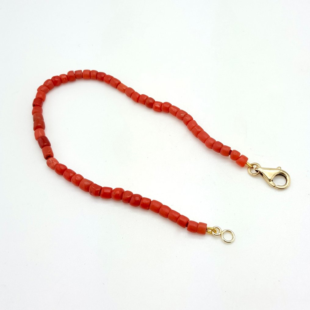 χωρίς τιμή ασφαλείας - Βραχιόλι - 14 καράτια Κίτρινο χρυσό Κοράλλι αίματος #1.0