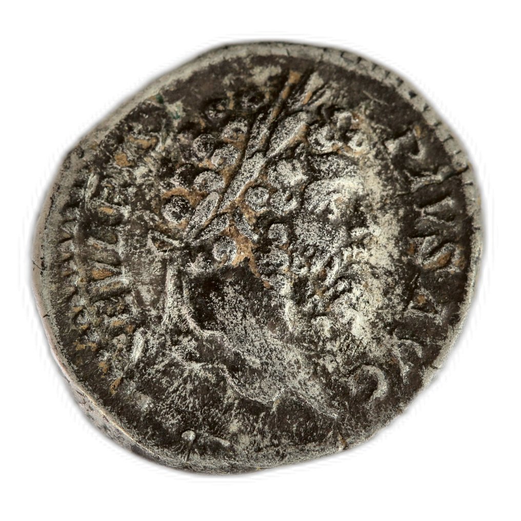 Római Birodalom. Septimius Severus (AD 193-211). Denarius Rome - Emperor, togate, holding branch and short transverse sceptre #1.0