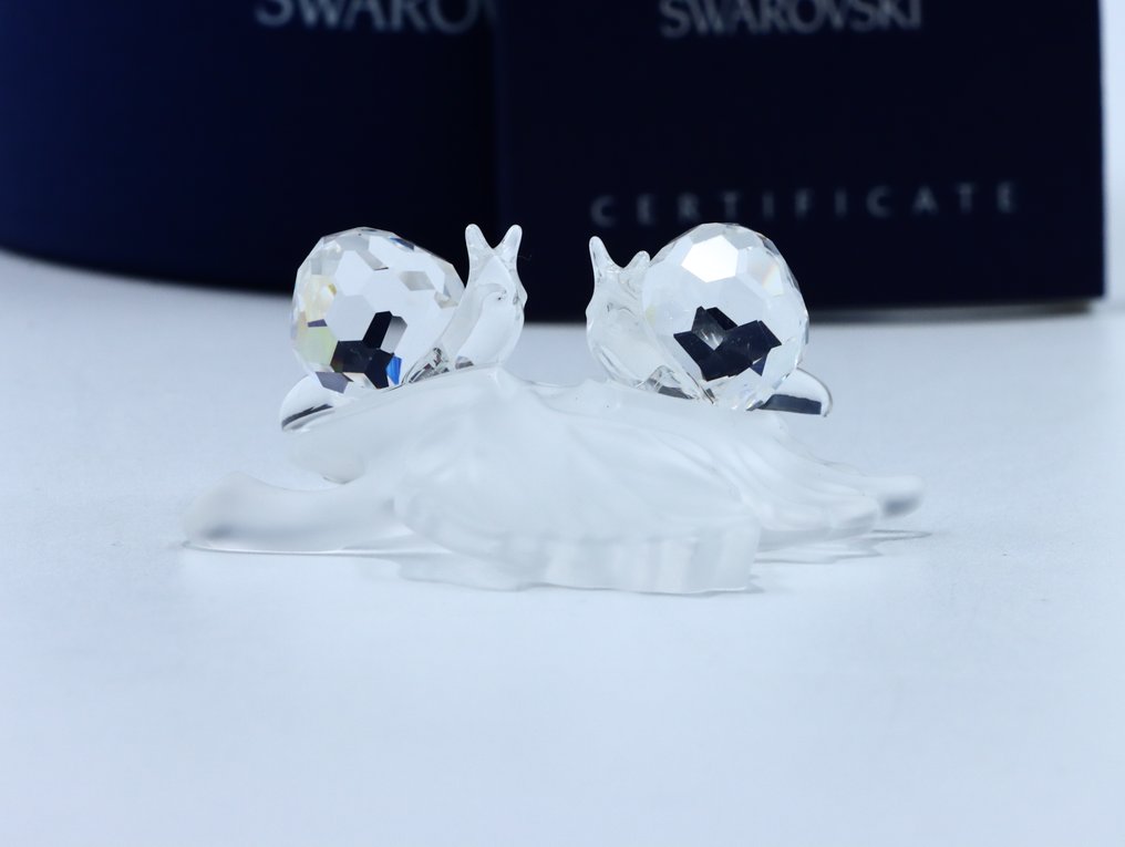 Statuetta - Swarovski - Slakken op blad (Boxed + Certificate) - Cristallo #1.0