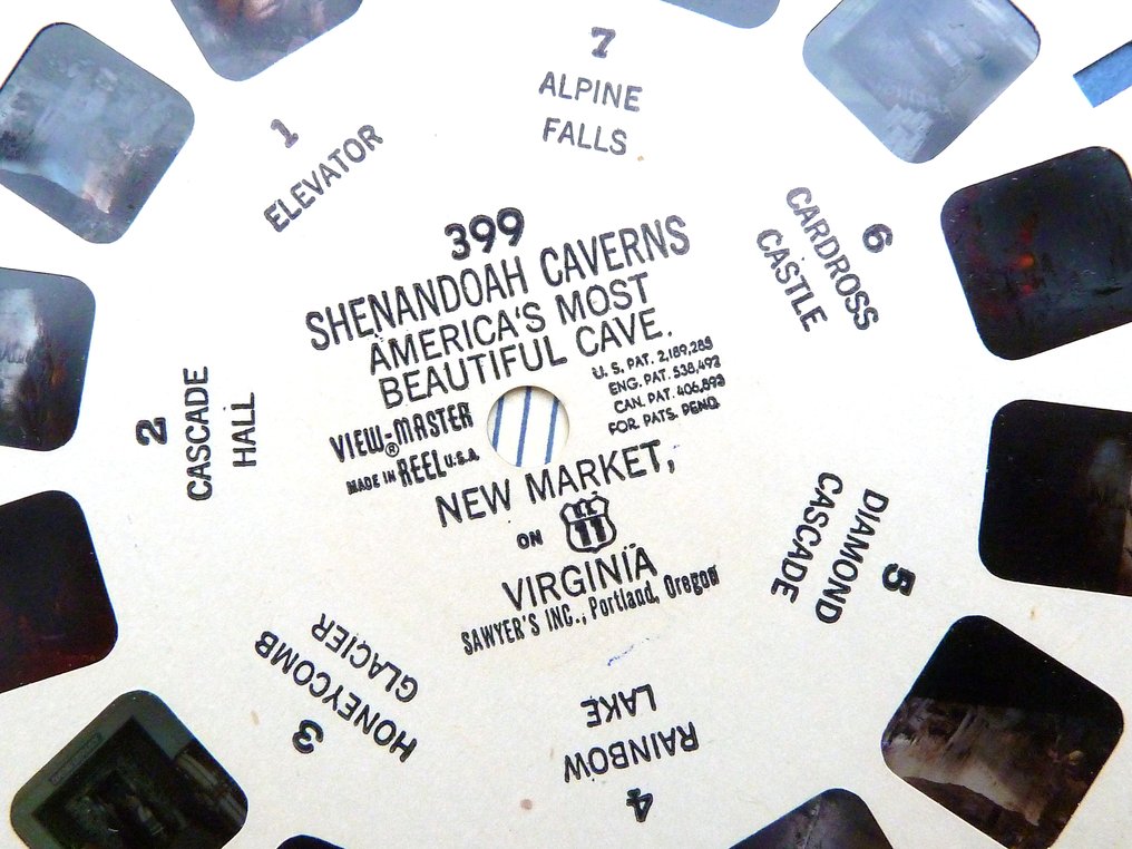 Viewmaster 399 Shenandoah Caverns - zeer zeldzame schijf Viewmaster reel #1.0