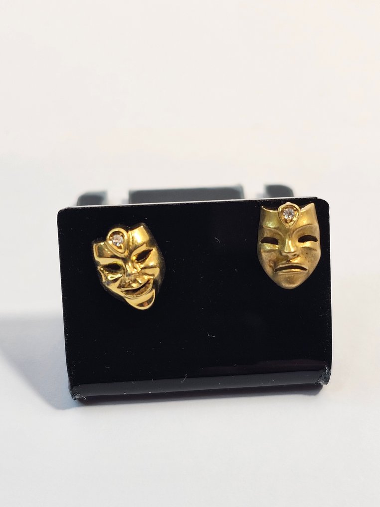 Boucles d'oreilles - 18 carats Or jaune - 0.10ct. tw. Diamant (Naturelle) #1.0