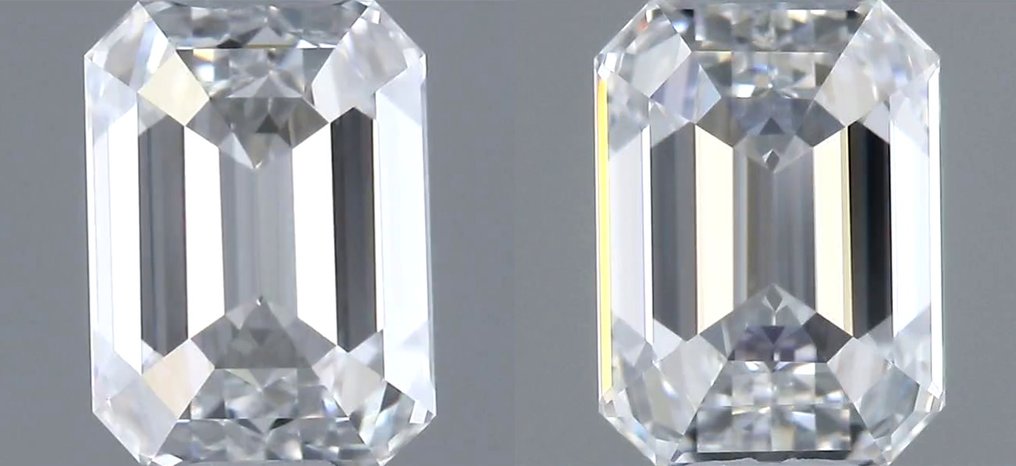 No reserve price - 2 pcs Diamond (Natural) - 0.66 ct - Emerald - D (colourless) - VVS1 - Gemological Institute of America (GIA) - *Matching Pair* *VG* #2.1