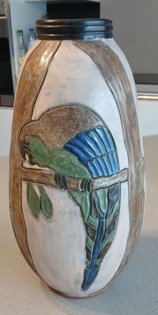 Biron - Βάζο -  Διακόσμηση παπαγάλος (Ύψος 35  - Πήλινα #3.2