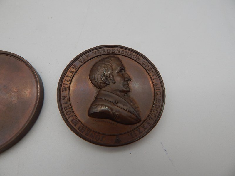 Netherlands - Badge - vrijmetselarij masonic 2 antique medals penningen - 19th - mid #3.2