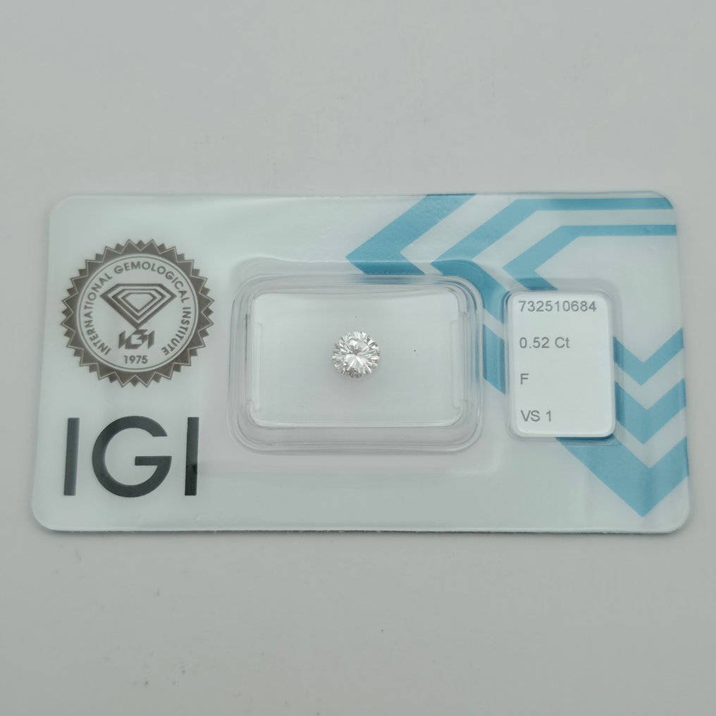 1 pcs 钻石 (天然) - 0.52 ct - 圆形 - F - VS1 轻微内含一级 - 国际宝石研究院(IGI) #1.0