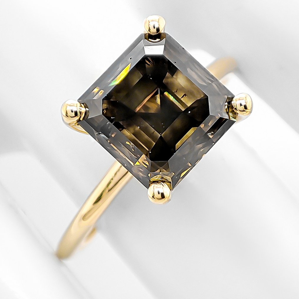 沒有保留價 - 戒指 - 14 克拉 黃金 - 4.24ct. tw. 鉆石 (天然彩色) #1.0