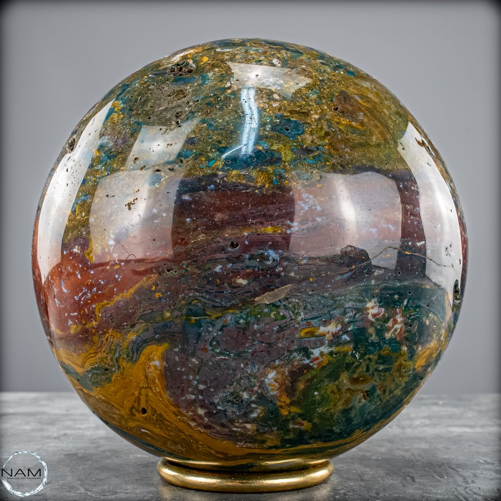 Natural Very Artistic Ocean Jasper-Agate Sphere, with little druses- 5106.18 g #2.1